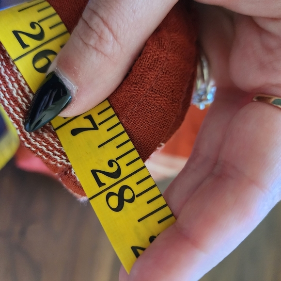 Rewash American Original Linen Blend Boho Rust Striped Pants - Picture 11 of 12